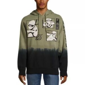 Naruto Men's Graphic Print Hoodie, Olive Green Size Small (34/36) NWOT